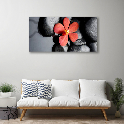 Canvas print Flower stones art red grey