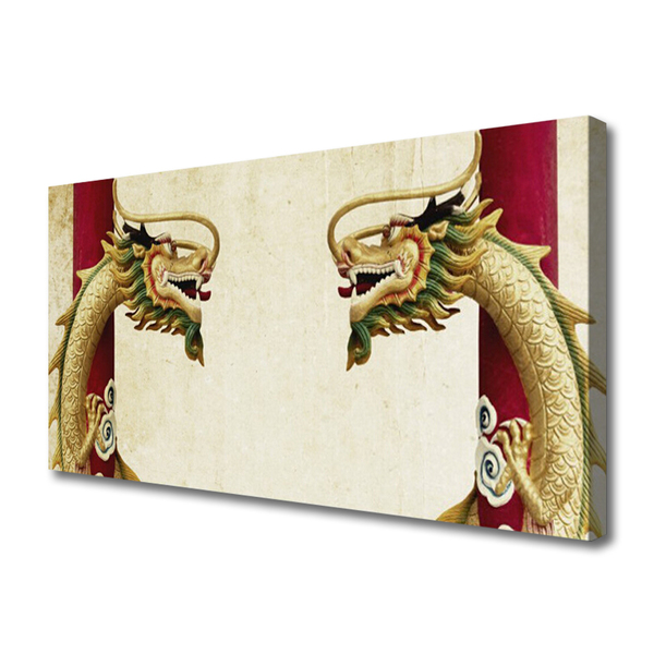 Canvas print Dragon art green red