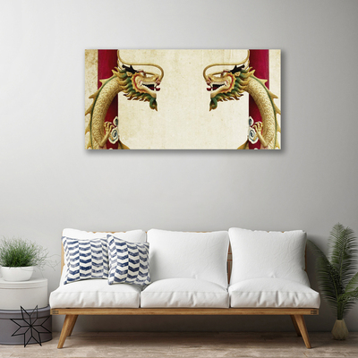 Canvas print Dragon art green red