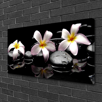 Canvas print Flower stones floral white yellow black