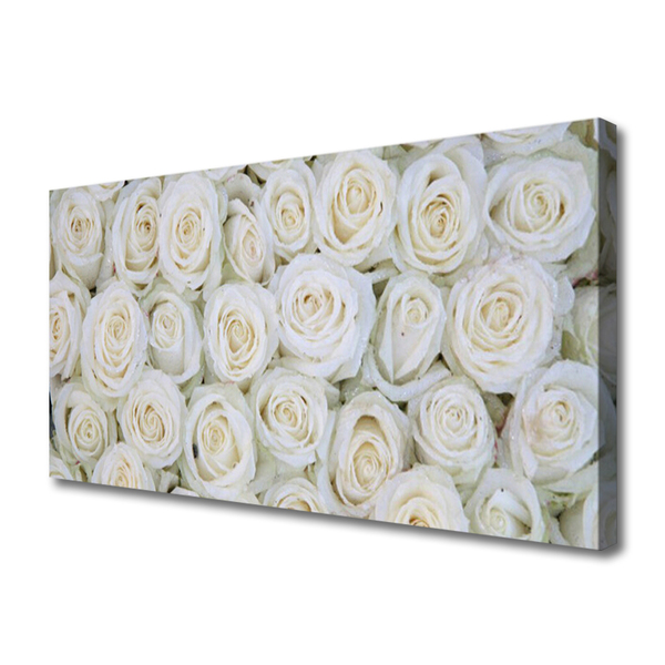 Canvas print Roses floral white