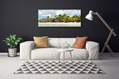 Canvas print Beach palm trees landscape brown green