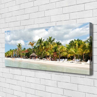 Canvas print Beach palm trees landscape brown green