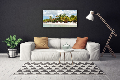 Canvas print Beach palm trees landscape brown green