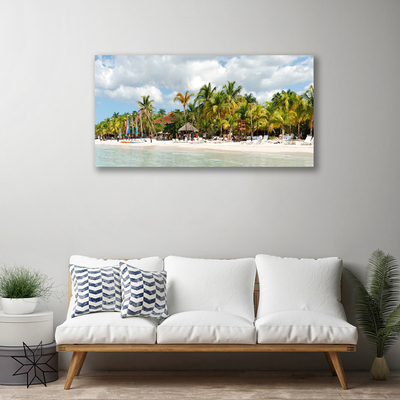 Canvas print Beach palm trees landscape brown green