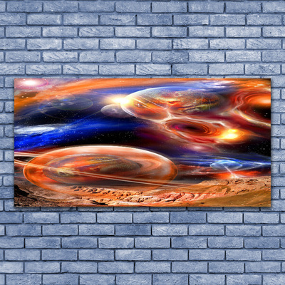 Canvas print Abstract universe yellow blue