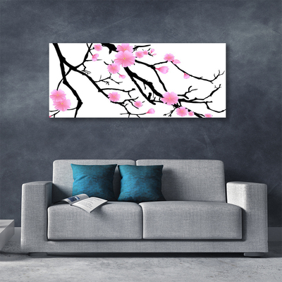 Canvas print Branches flowers art brown pink