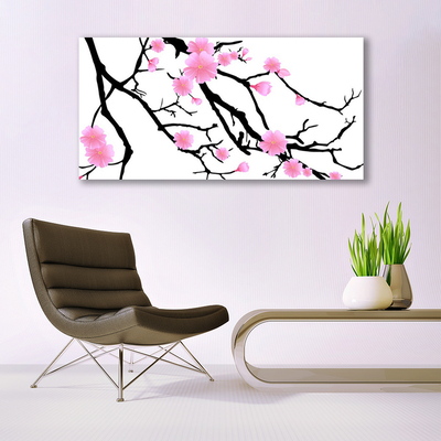 Canvas print Branches flowers art brown pink