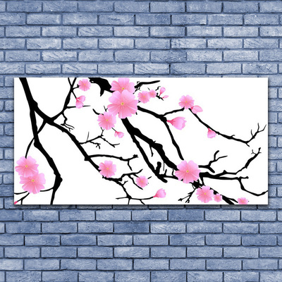 Canvas print Branches flowers art brown pink