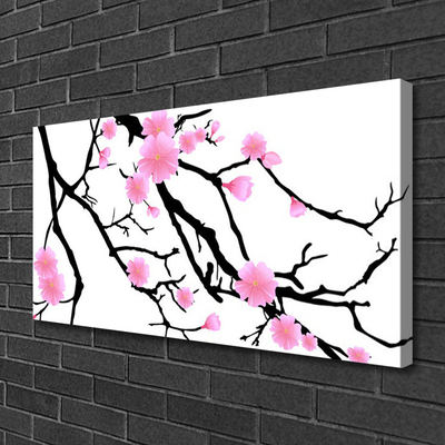 Canvas print Branches flowers art brown pink