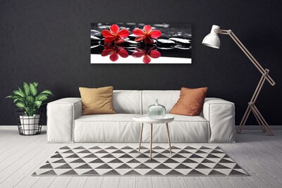 Canvas print Flower stones floral red black