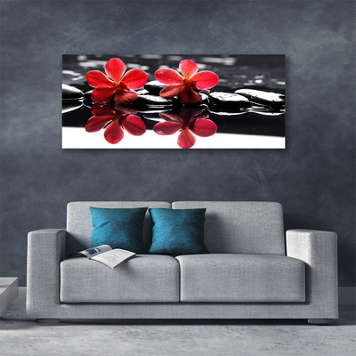 Canvas print Flower stones floral red black