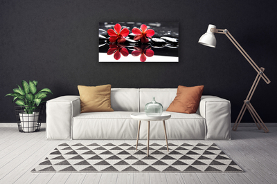 Canvas print Flower stones floral red black