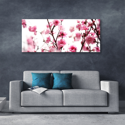 Canvas print Branches of flowers floral brown pink