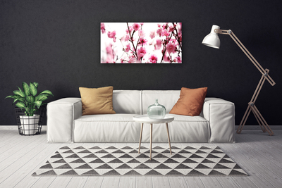 Canvas print Branches of flowers floral brown pink