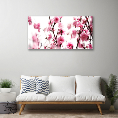 Canvas print Branches of flowers floral brown pink