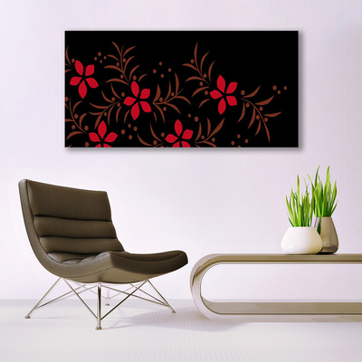 Canvas print Flowers art red yellow