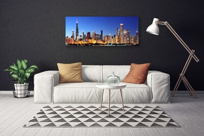 Canvas print City houses yellow brown blue