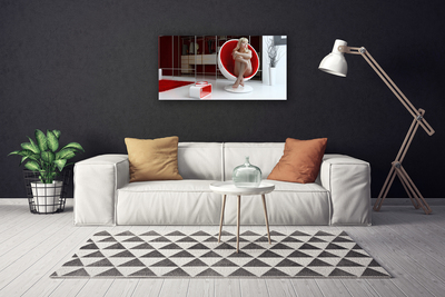 Canvas print Peace woman people red white beige grey