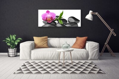 Canvas print Flower stones art pink black