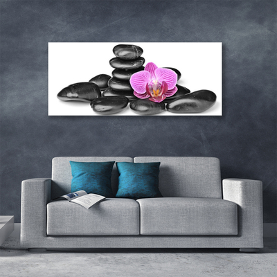 Canvas print Flower stones art pink black