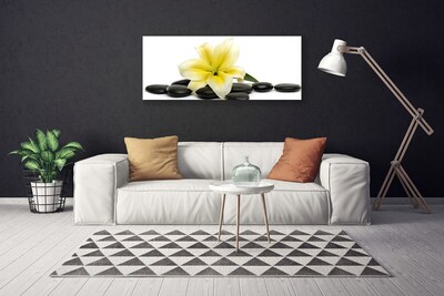 Canvas print Flower stones art white green black