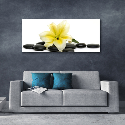 Canvas print Flower stones art white green black