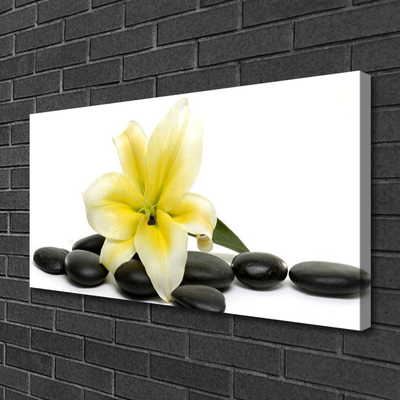 Canvas print Flower stones art white green black