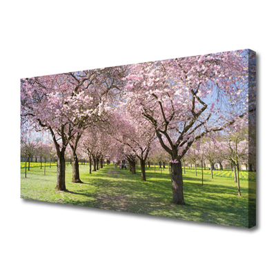 Canvas print Footpath trees nature brown green pink