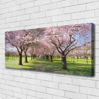 Canvas print Footpath trees nature brown green pink