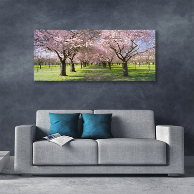 Canvas print Footpath trees nature brown green pink