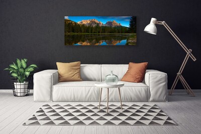 Canvas print Forest lake landscape green blue