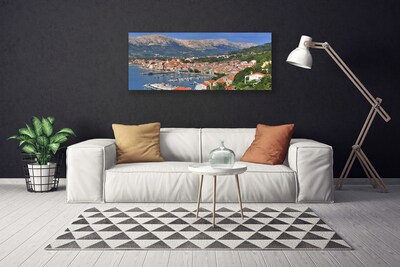 Canvas print City mountain sea landscape multi