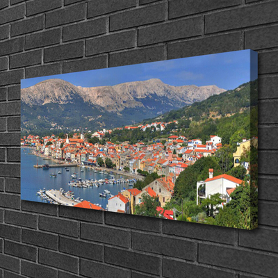Canvas print City mountain sea landscape multi