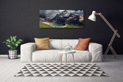 Canvas print Mountain bay landscape brown green grey