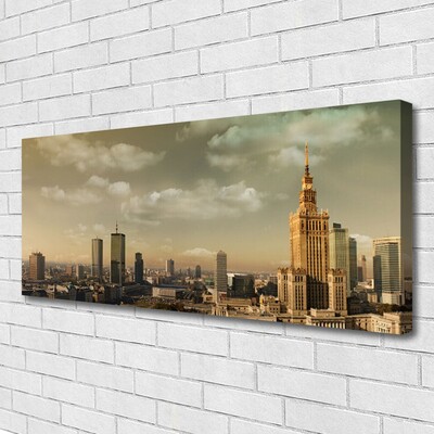Canvas print City houses yellow brown grey
