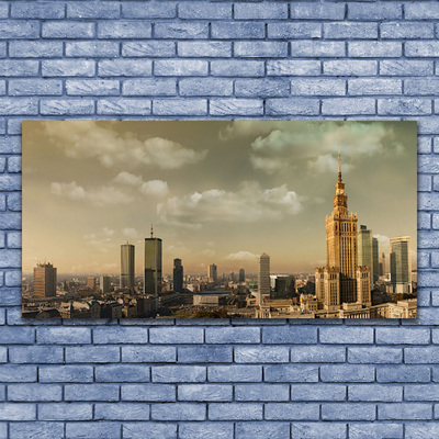 Canvas print City houses yellow brown grey