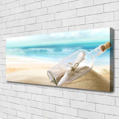 Canvas print Beach bottle art brown