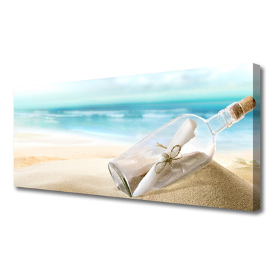 Canvas print Beach bottle art brown