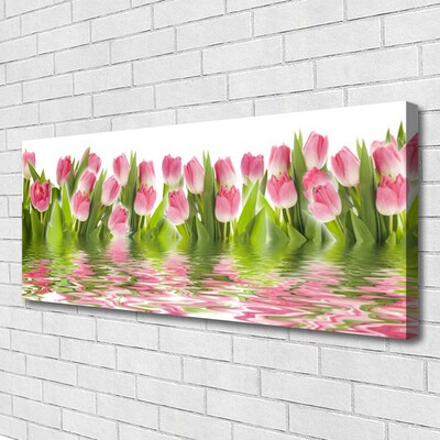 Canvas Wall art Tulips floral pink green