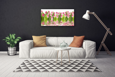 Canvas Wall art Tulips floral pink green