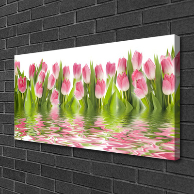 Canvas Wall art Tulips floral pink green