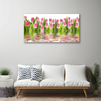 Canvas Wall art Tulips floral pink green