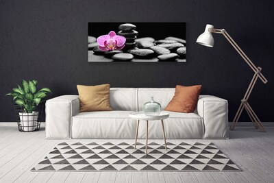 Canvas Wall art Flower stones art pink black