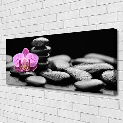 Canvas Wall art Flower stones art pink black