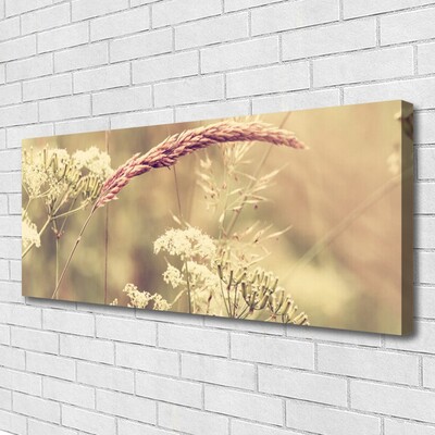 Canvas Wall art Wild plants floral white brown