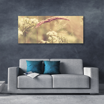 Canvas Wall art Wild plants floral white brown