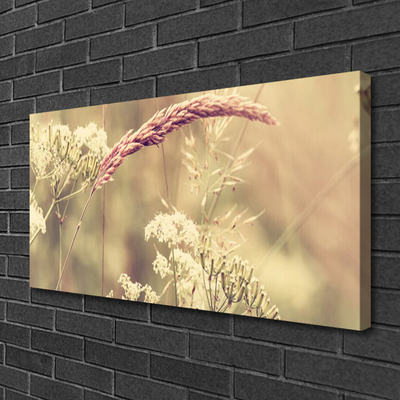 Canvas Wall art Wild plants floral white brown