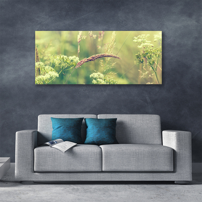 Canvas Wall art Wild plants floral white green brown