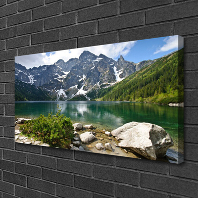 Canvas Wall art Lake mountains landscape blue grey white